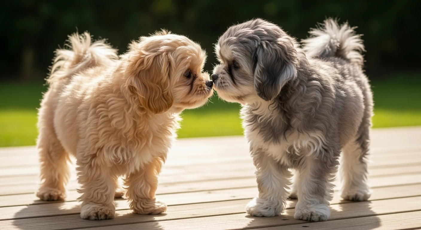 Deux Bolonka Zwetna ensemble, illustrant le lien entre générations