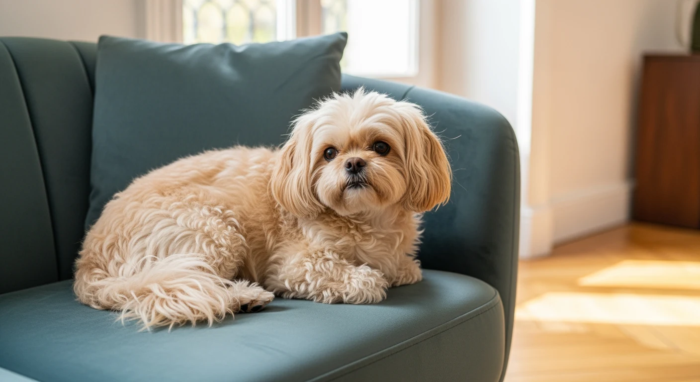 Bolonka Zwetna installe confortablement dans un salon, compagnon de vie au quotidien